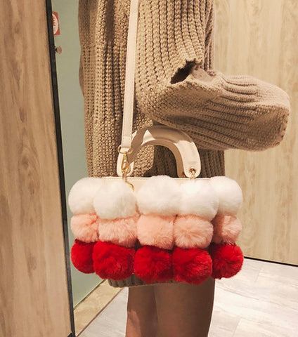 Image of Luxury Fox Fur Ladies Handbag