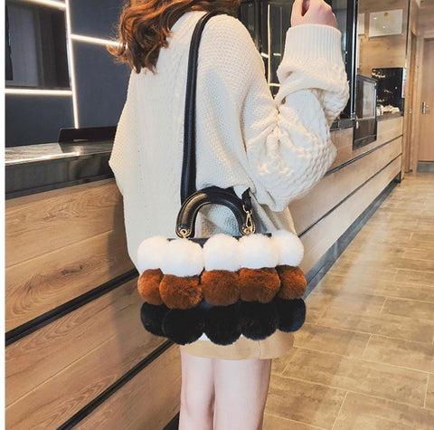 Image of Luxury Fox Fur Ladies Handbag